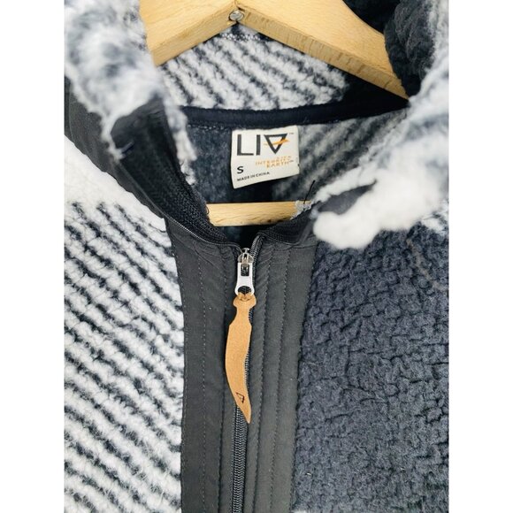 LIV Outdoor Fleece Pullover Fleece Jacket Womens Size Small Black & White Plaid - Picture 5 of 10